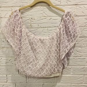 Off the shoulder crop top - eyelet print